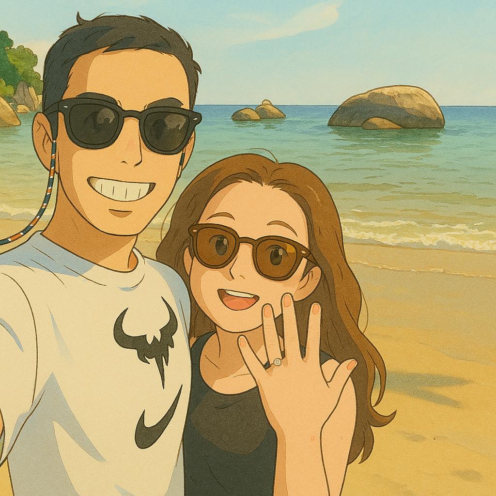 Ghibli-style illustration of Jessica and Esteve