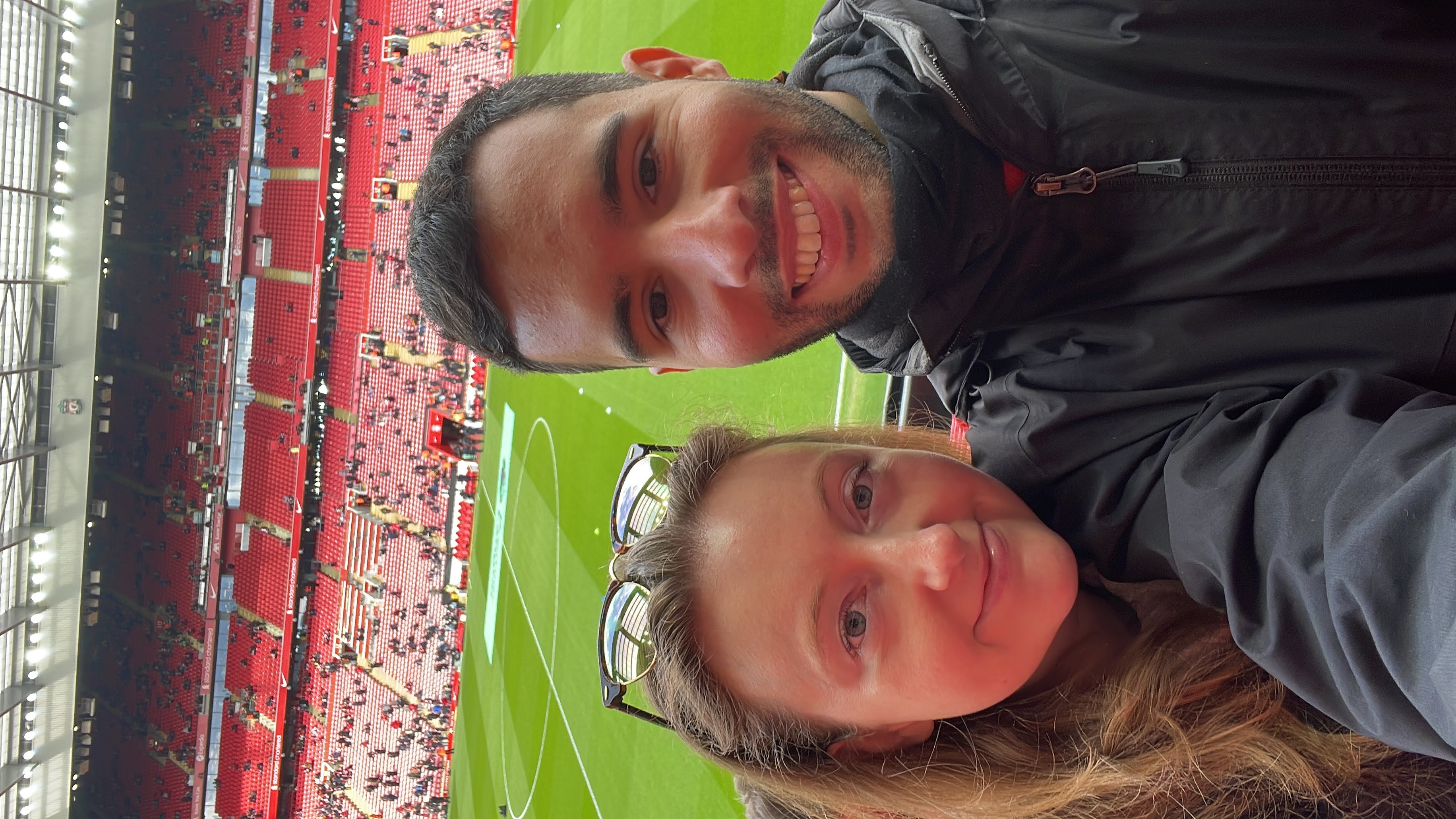 Jessica and Esteve at Anfield stadium for a Liverpool match